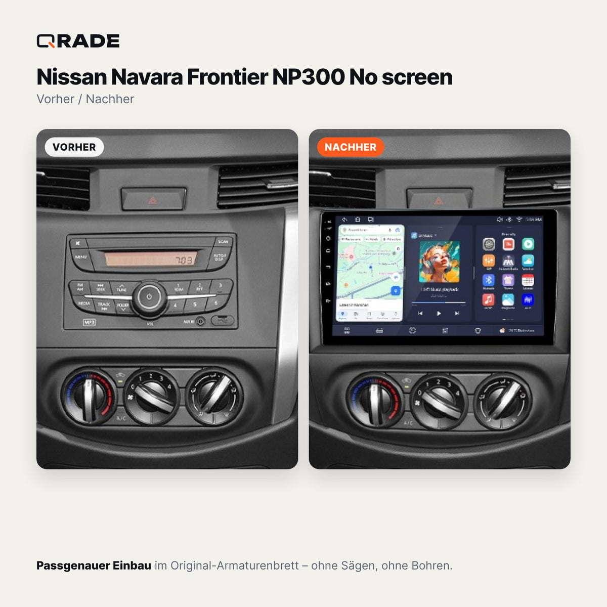 Nissan Navara NP300 ohne Display – Autoradio mit Wireless CarPlay & Android Auto