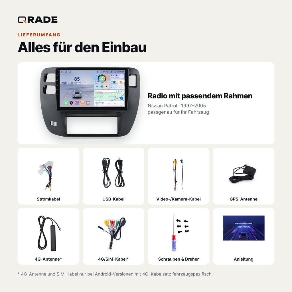 Nissan Patrol Y61 (1997–2005) – Autoradio mit Wireless CarPlay & Android Auto