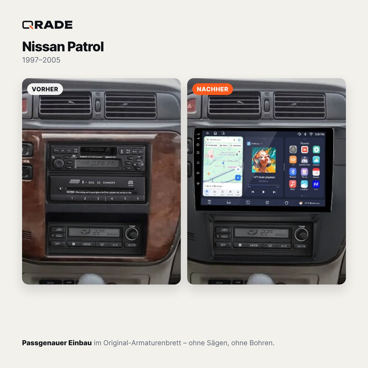 Nissan Patrol Y61 (1997–2005) – Autoradio mit Wireless CarPlay & Android Auto