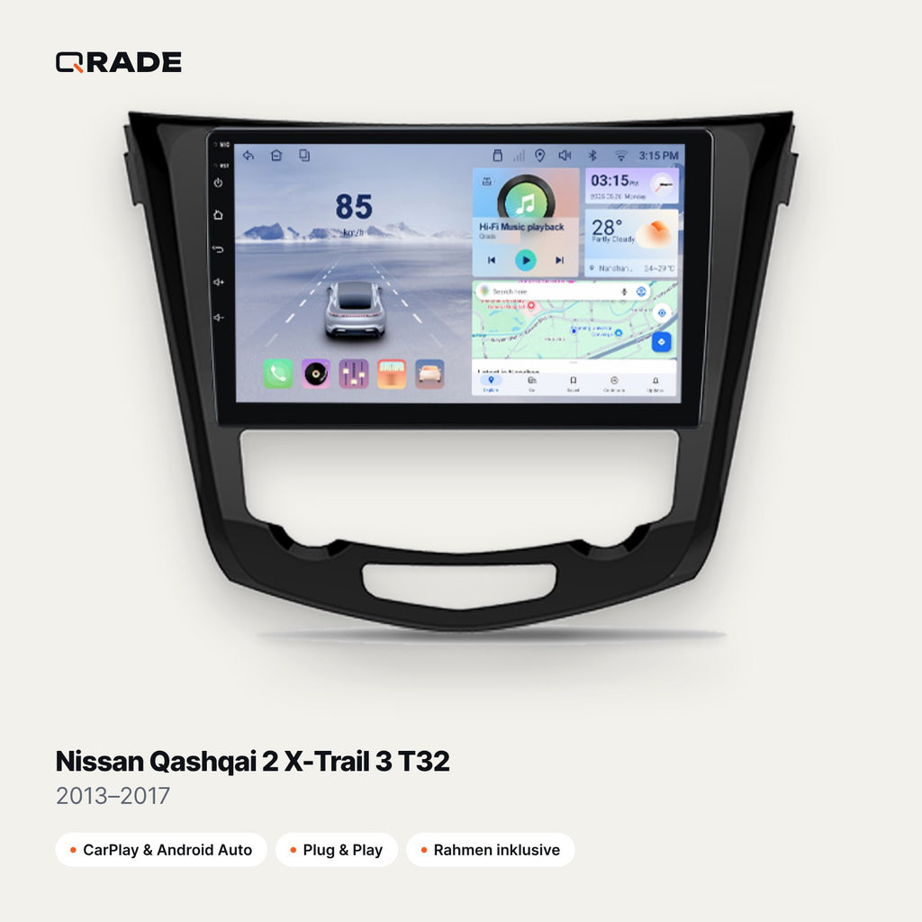 Nissan Qashqai 2 X-Trail 3 T32 2013–2017 CarPlay Radio