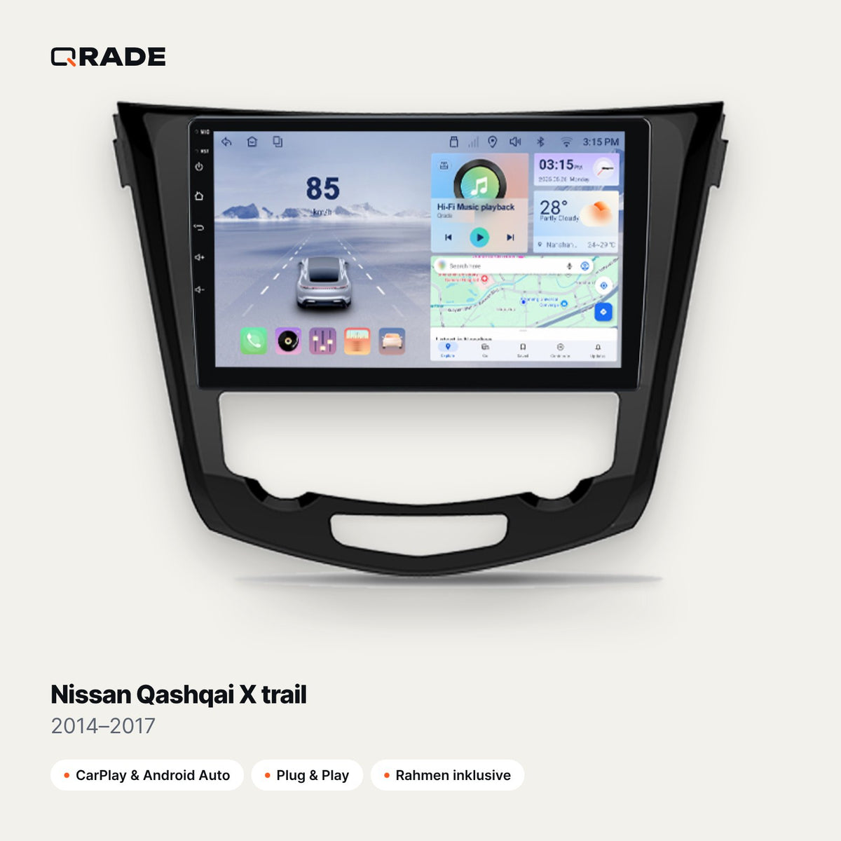 Nissan Qashqai X trail 2014–2017 CarPlay Radio