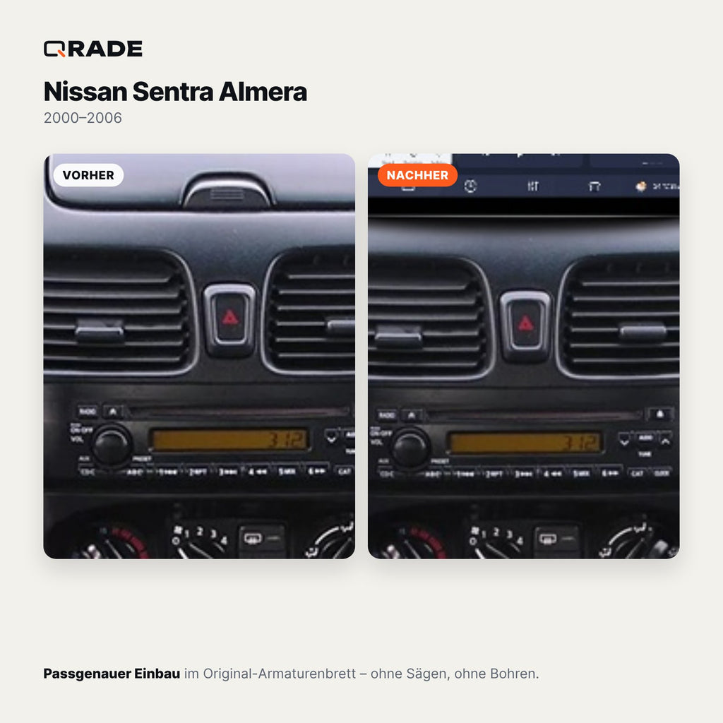 Nissan Almera (2000–2006) – Autoradio mit Wireless CarPlay & Android Auto