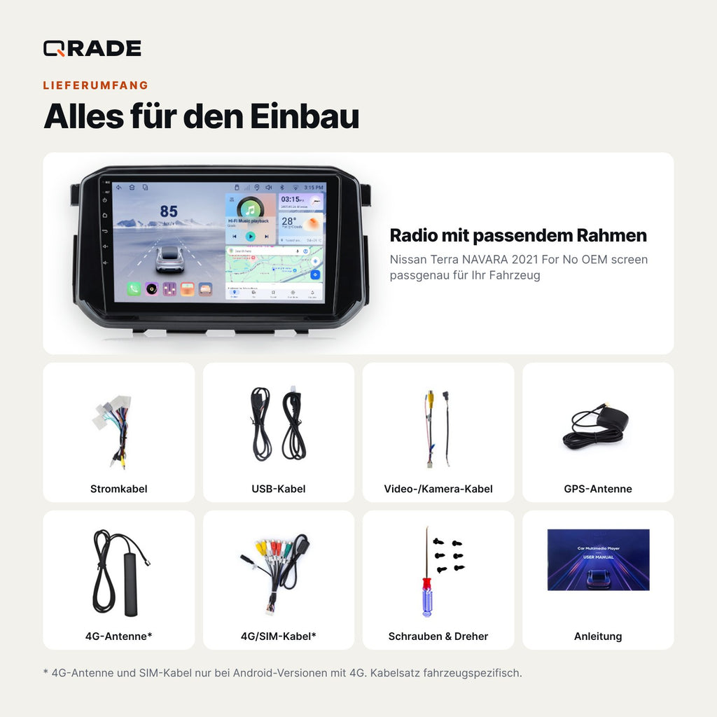 Nissan Navara (2021) ohne Original-Display – Autoradio mit Wireless CarPlay & Android Auto