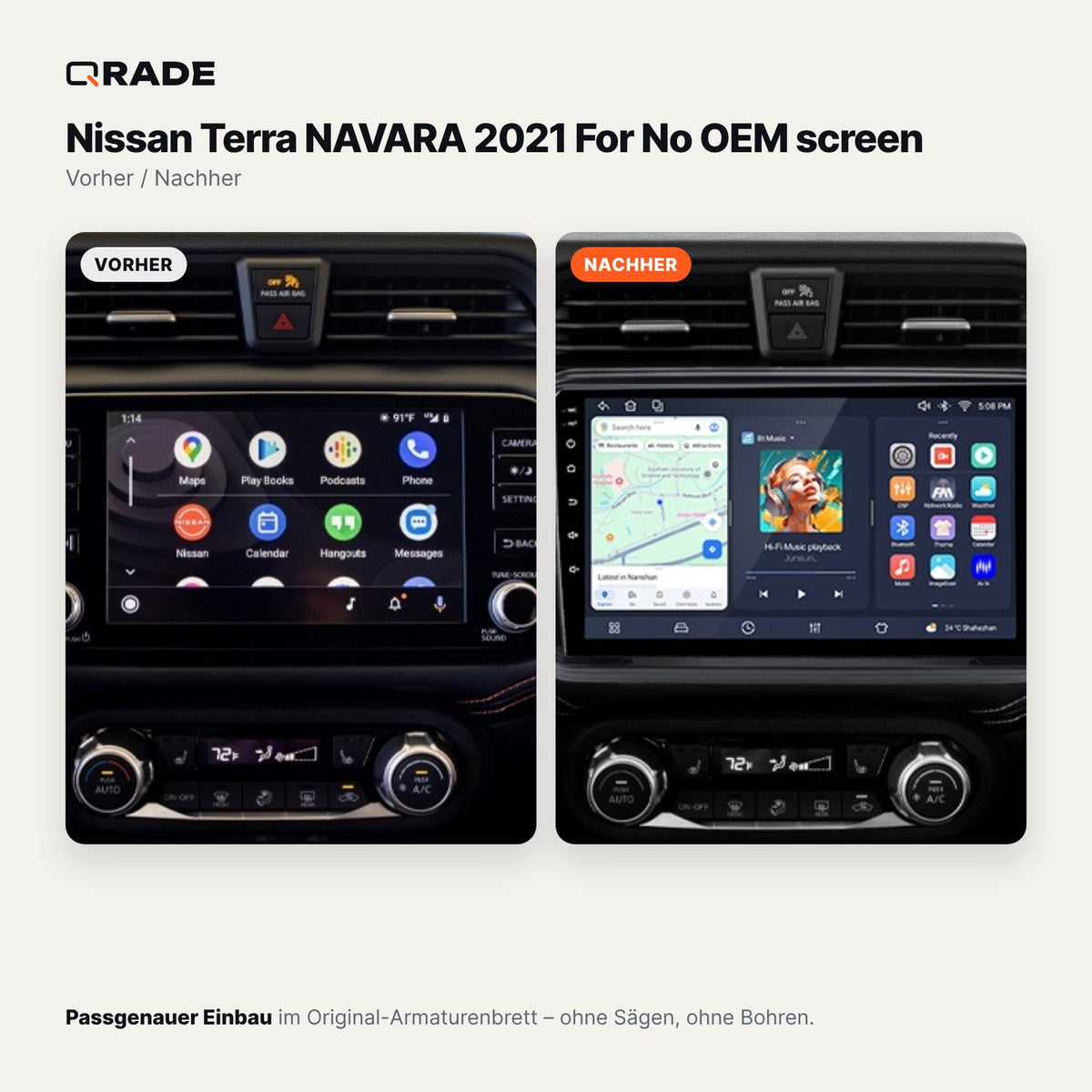 Nissan Navara (2021) ohne Original-Display – Autoradio mit Wireless CarPlay & Android Auto