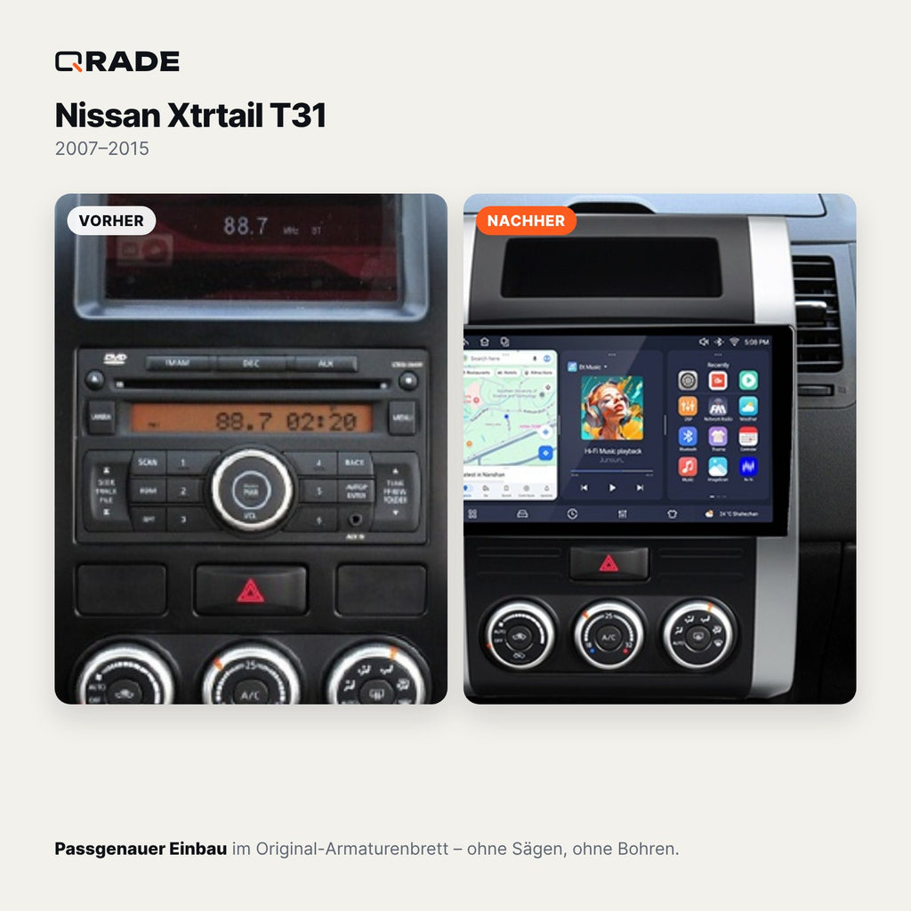 Nissan X-Trail T31 (2007–2015) – Autoradio mit Wireless CarPlay & Android Auto