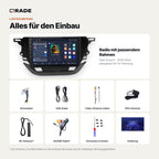 Lieferumfang: Opel Corsa F (2019–2023) – Qrade Autoradio mit Rahmen und Kabelsatz