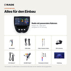 Lieferumfang: Peugeot 107 (2005–2014) – Qrade Autoradio mit Rahmen und Kabelsatz