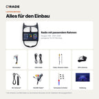Lieferumfang: Peugeot 206 (2001–2008) – Qrade Autoradio mit Rahmen und Kabelsatz