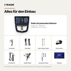 Lieferumfang: Peugeot 207 (2006–2015) – Qrade Autoradio mit Rahmen und Kabelsatz