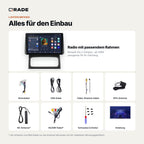 Lieferumfang: Renault Clio 2 Campus (ab 2009) – Qrade Autoradio mit Rahmen und Kabelsatz