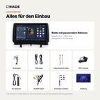 Lieferumfang: Renault Clio 3 (2005–2014) – Qrade Autoradio mit Rahmen und Kabelsatz