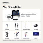 Lieferumfang: Renault Clio 4 (2012–2016) – Qrade Autoradio mit Rahmen und Kabelsatz