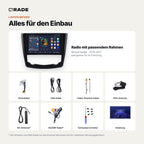 Lieferumfang: Renault Kadjar (2015–2017) – Qrade Autoradio mit Rahmen und Kabelsatz