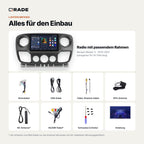Lieferumfang: Renault Master 3 (2010–2021) – Qrade Autoradio mit Rahmen und Kabelsatz