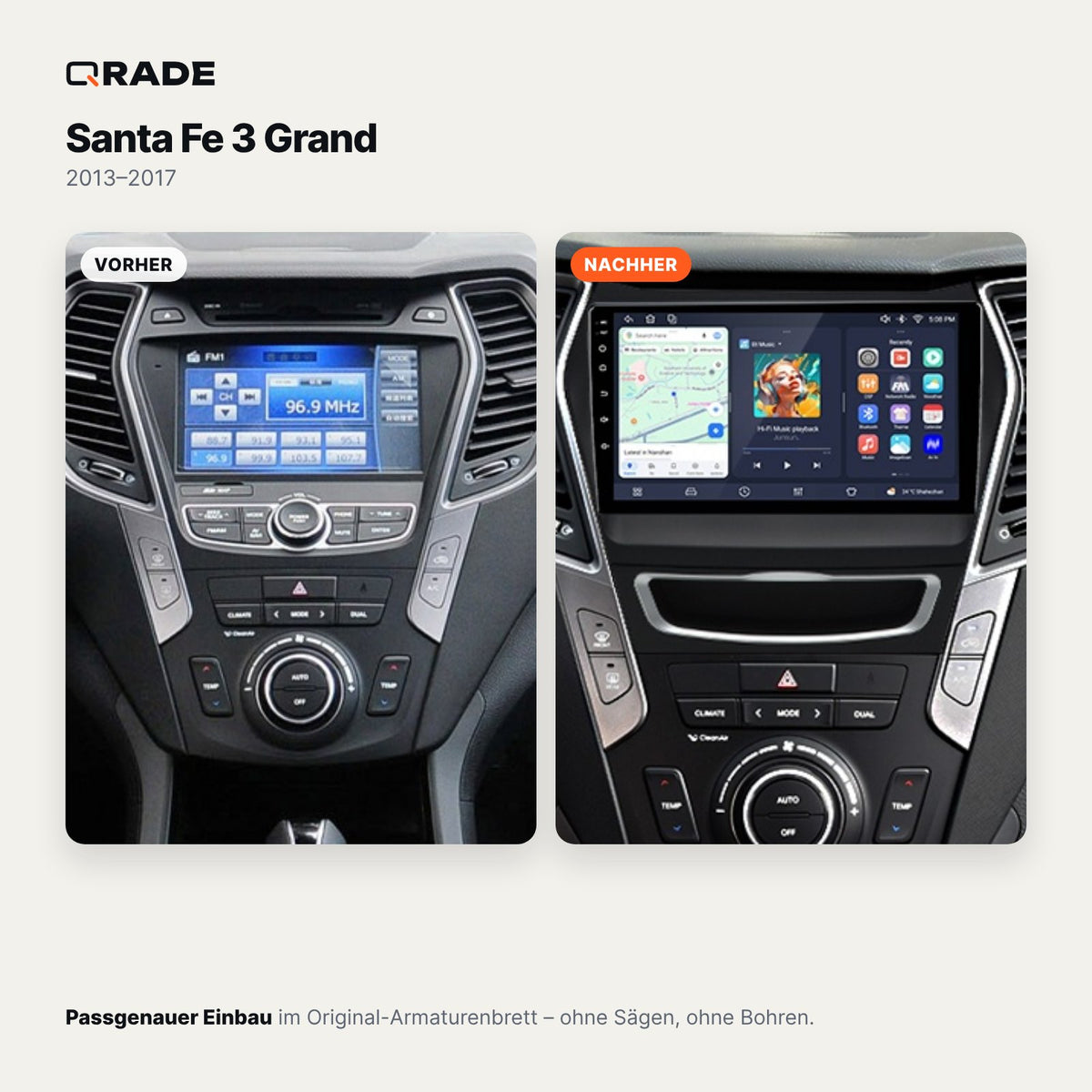 Hyundai Santa Fe 3 (2013–2017) – Autoradio mit Wireless CarPlay & Android Auto