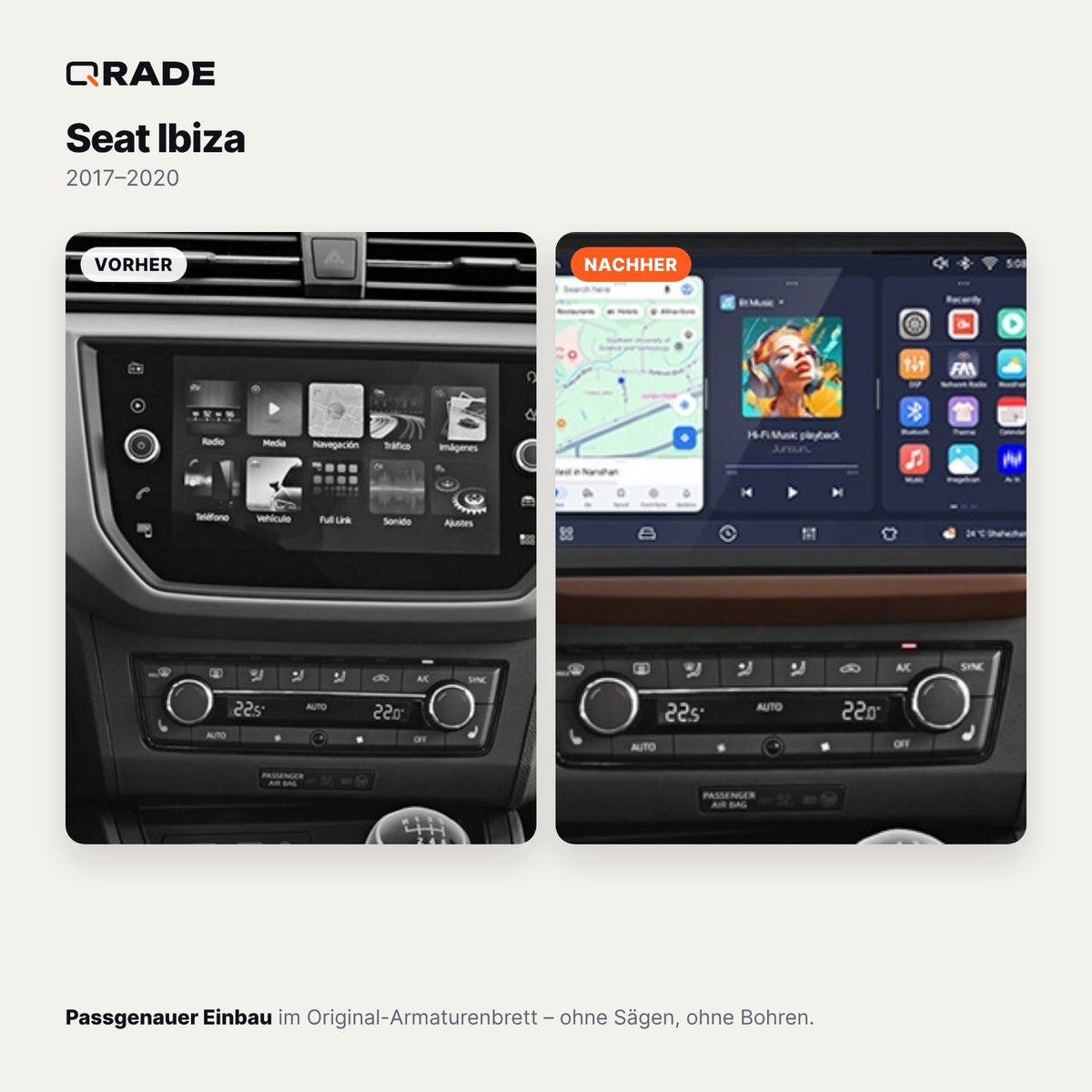 Seat Ibiza 6F (2017–2020) – Autoradio mit Wireless CarPlay & Android Auto