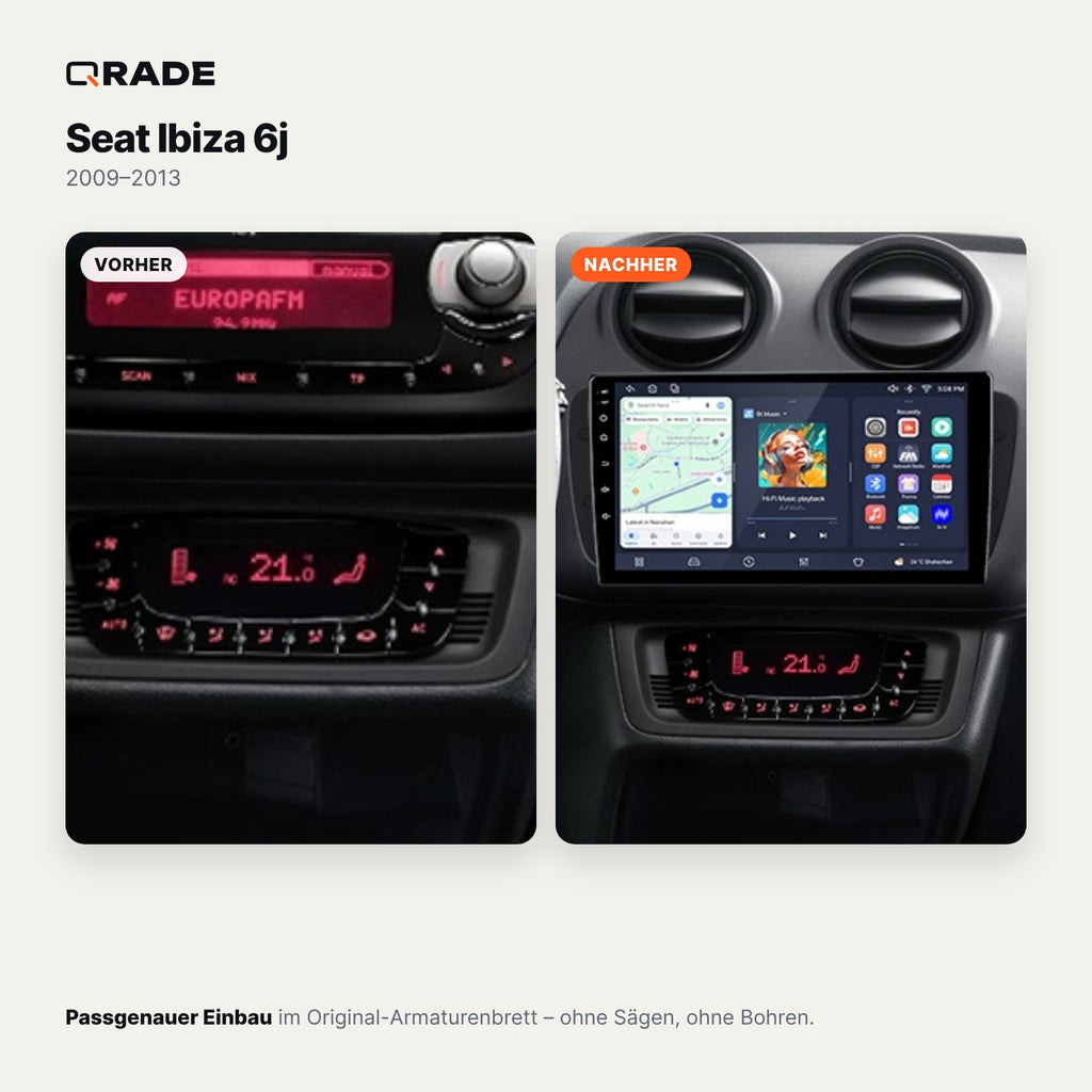 Seat Ibiza 6J (2009–2013) – Autoradio mit Wireless CarPlay & Android Auto