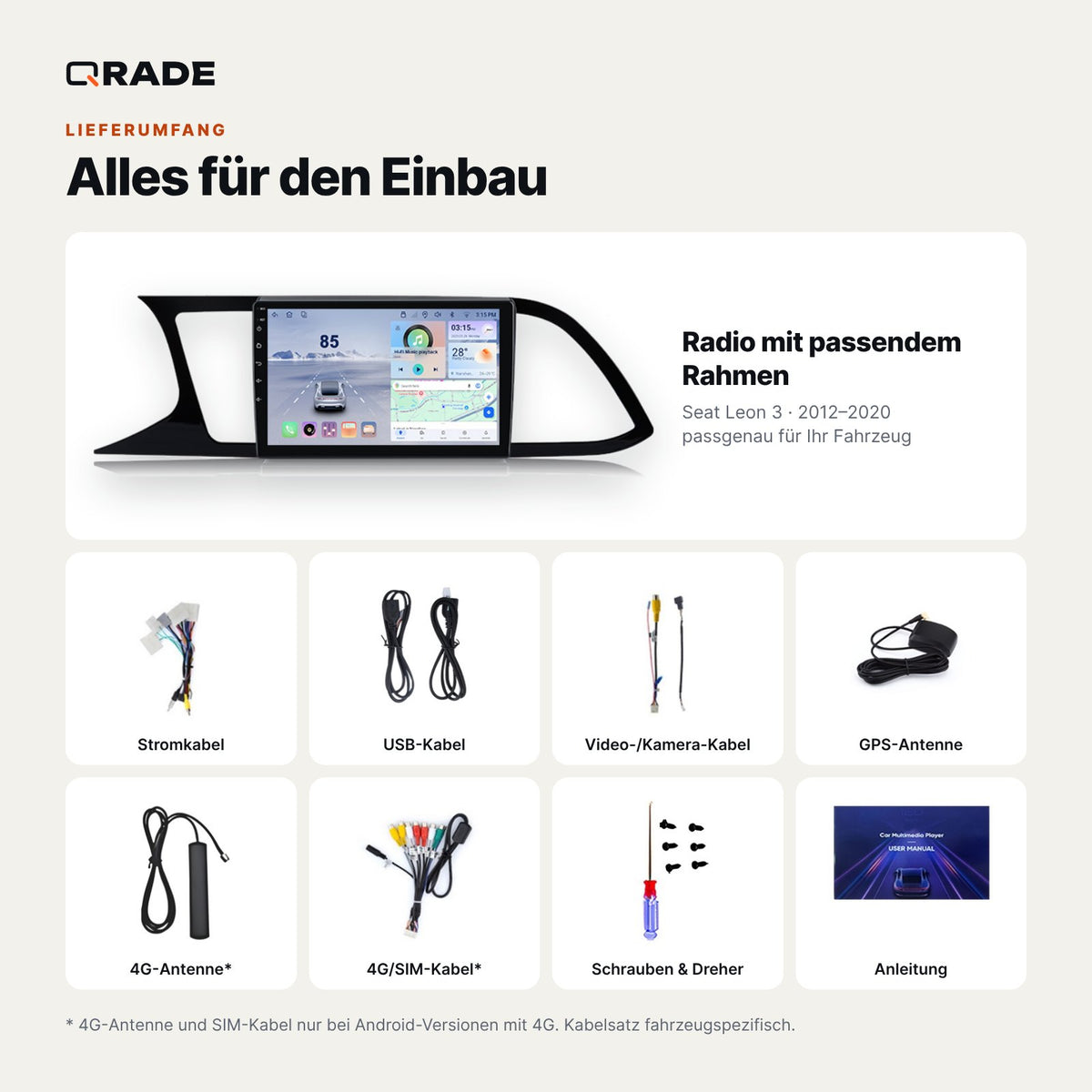 Seat Leon 3 (2012–2020) – Autoradio mit Wireless CarPlay & Android Auto