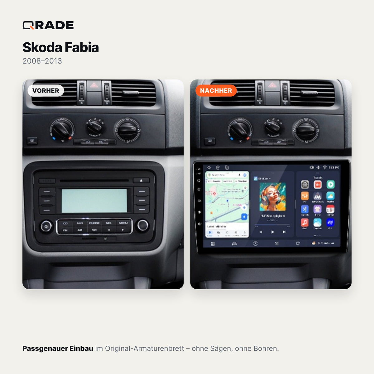 Škoda Fabia 2 (2008–2013) – Autoradio mit Wireless CarPlay & Android Auto