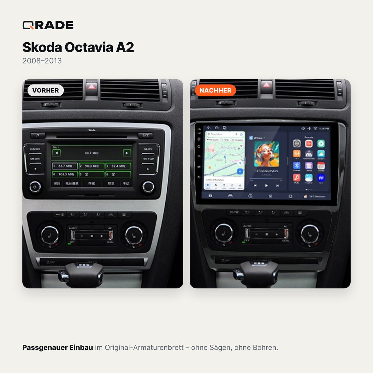 Škoda Octavia A5 (2008–2013) – Autoradio mit Wireless CarPlay & Android Auto