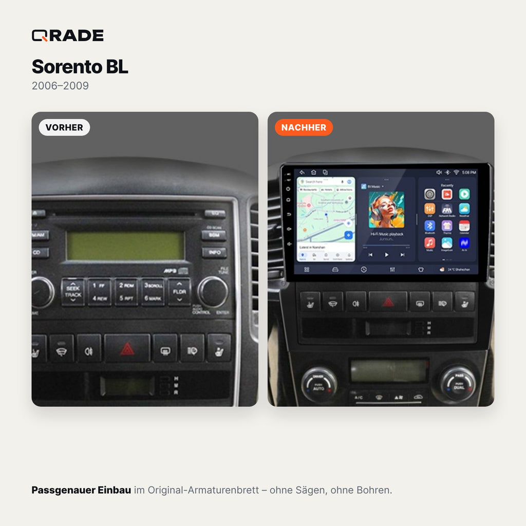 Kia Sorento BL (2006–2009) – Autoradio mit Wireless CarPlay & Android Auto