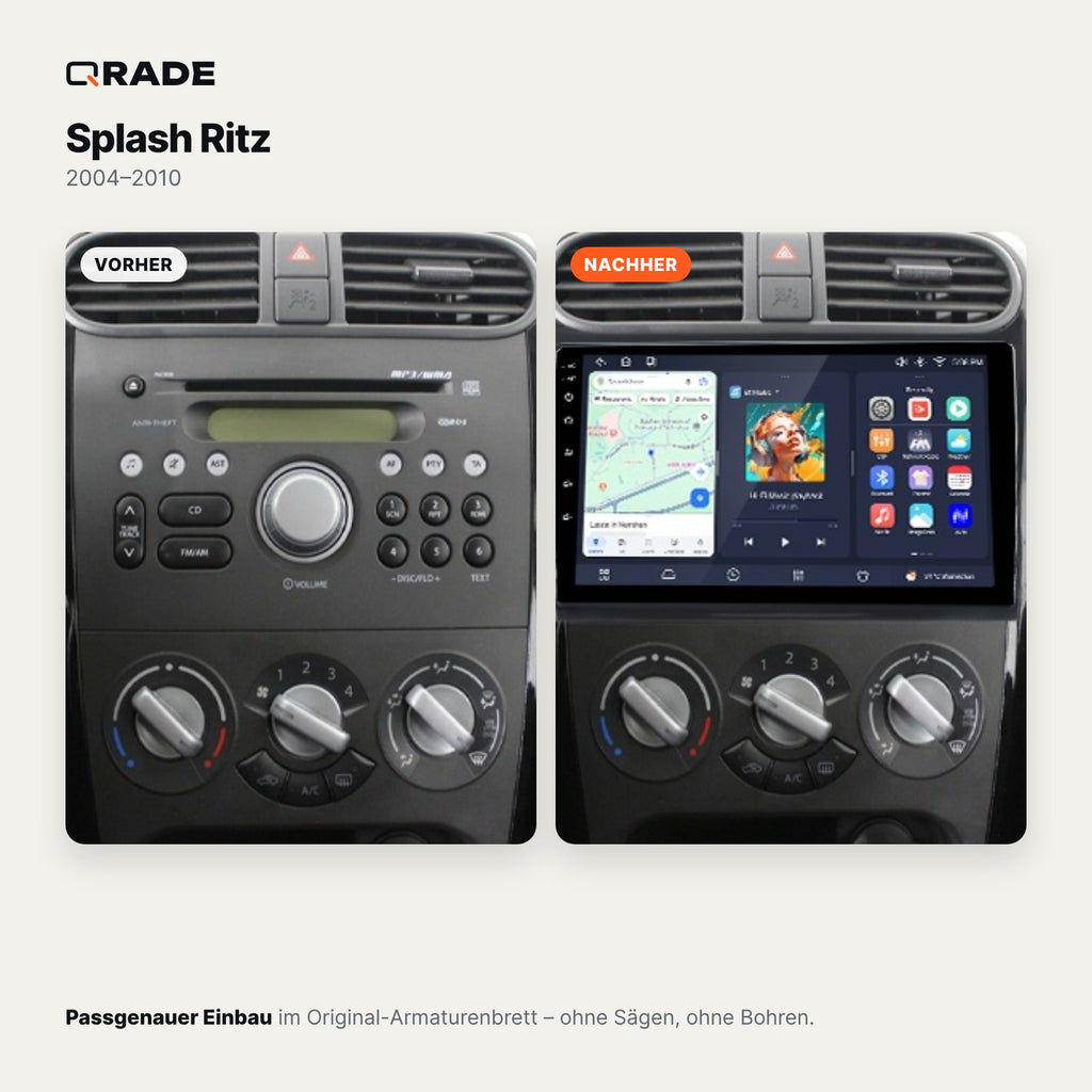 Suzuki Splash (2004–2010) – Autoradio mit Wireless CarPlay & Android Auto