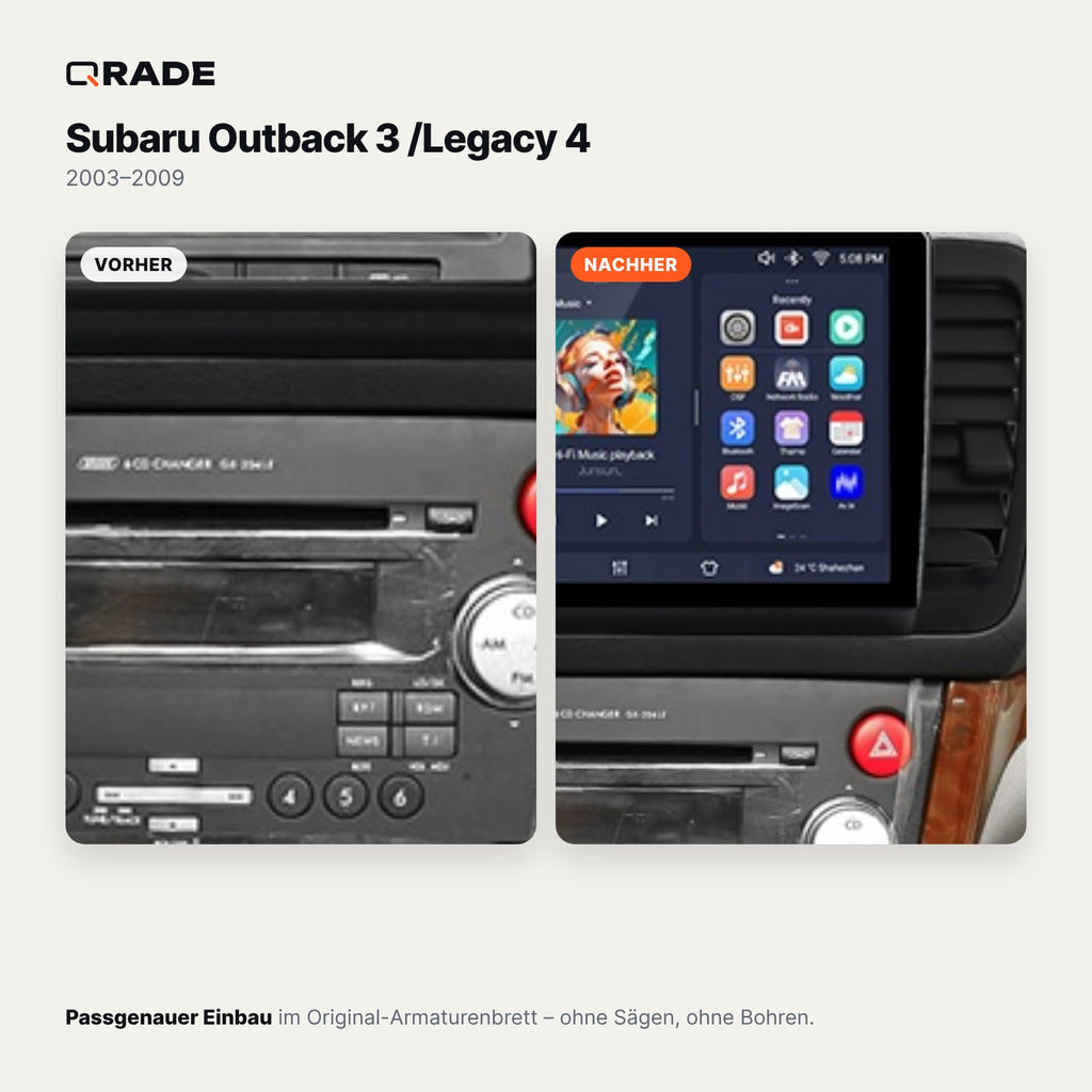 Subaru Outback 3 / Legacy 4 (2003–2009) – Autoradio mit Wireless CarPlay & Android Auto