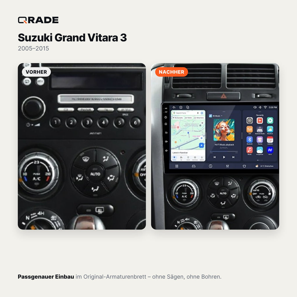 Suzuki Grand Vitara (2005–2015) – Autoradio mit Wireless CarPlay & Android Auto