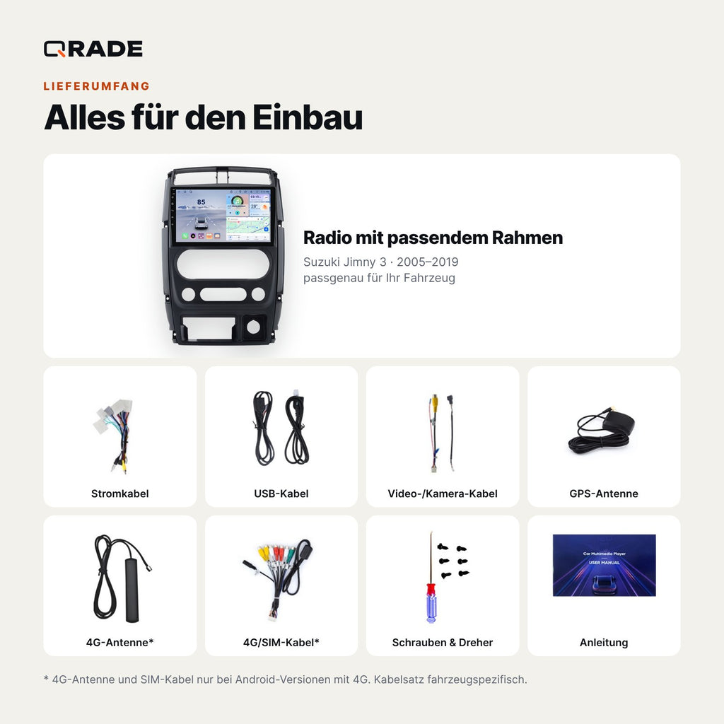 Suzuki Jimny (2005–2019) – Autoradio mit Wireless CarPlay & Android Auto