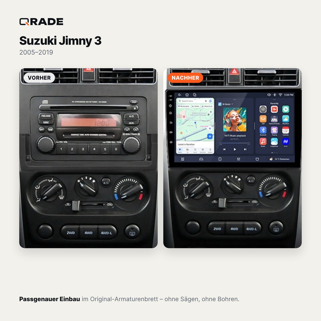 Suzuki Jimny (2005–2019) – Autoradio mit Wireless CarPlay & Android Auto