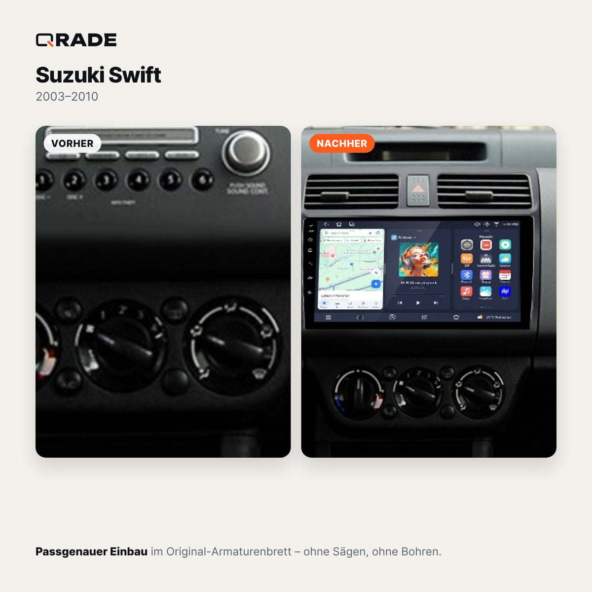 Suzuki Swift (2003–2010) – Autoradio mit Wireless CarPlay & Android Auto