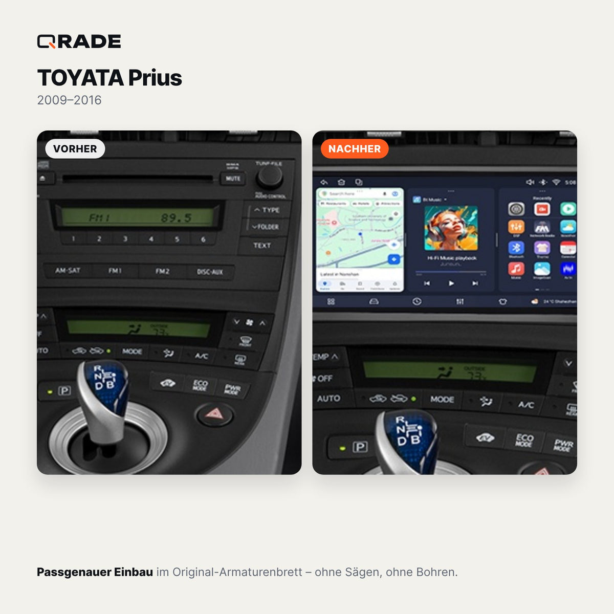 Toyota Prius (2009–2016) – Autoradio mit Wireless CarPlay & Android Auto