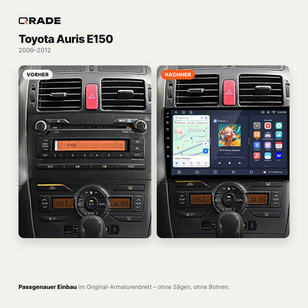 Toyota Auris E150 (2006–2012) – Autoradio mit Wireless CarPlay & Android Auto