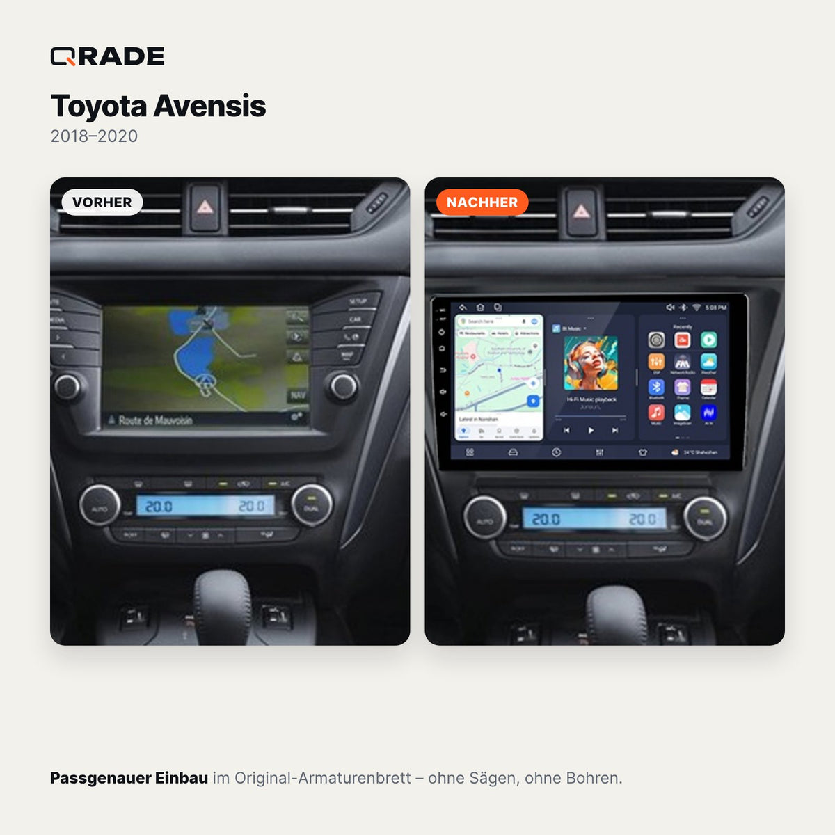 Toyota Avensis (2018–2020) – Autoradio mit Wireless CarPlay & Android Auto