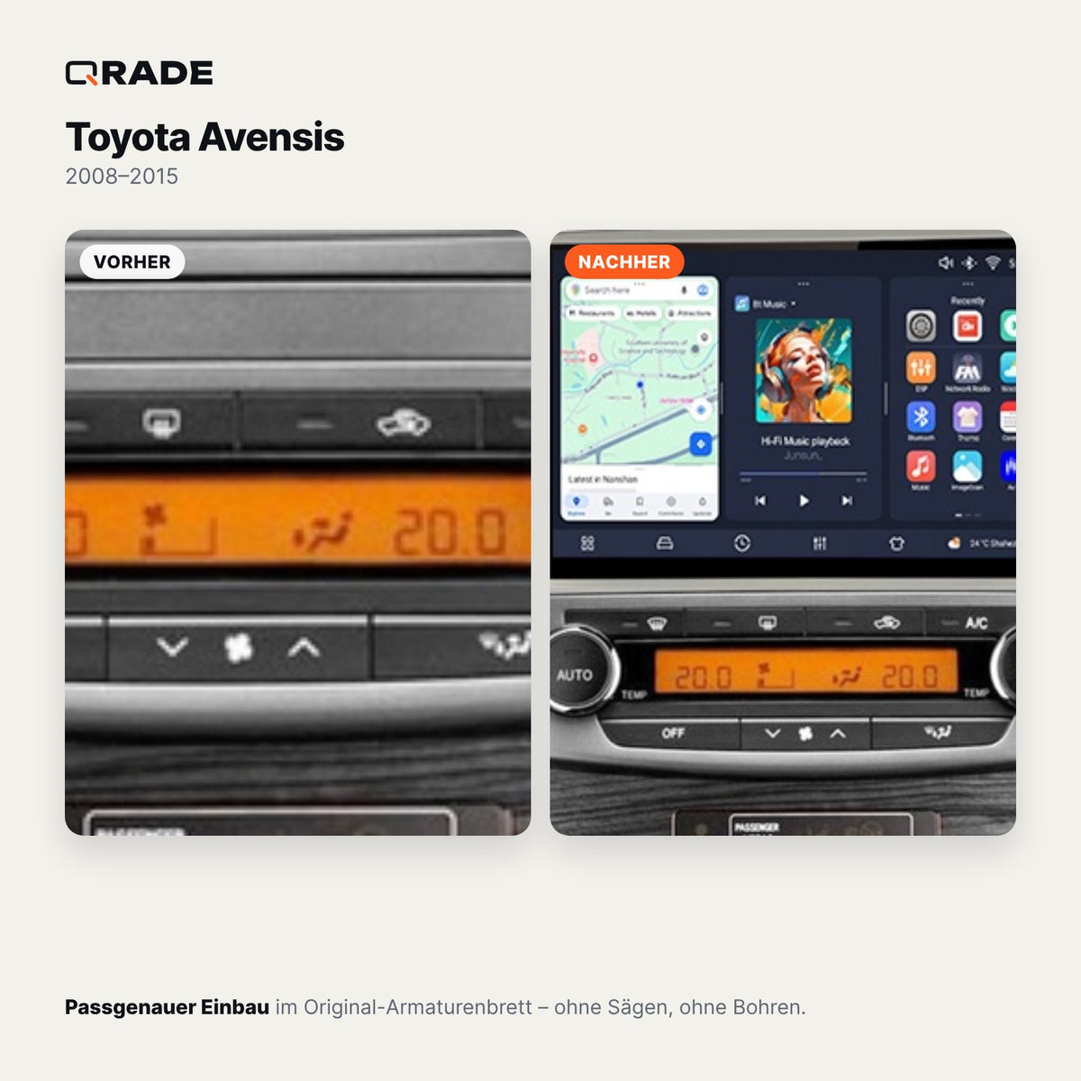 Toyota Avensis T27 (2008–2015) – Autoradio mit Wireless CarPlay & Android Auto