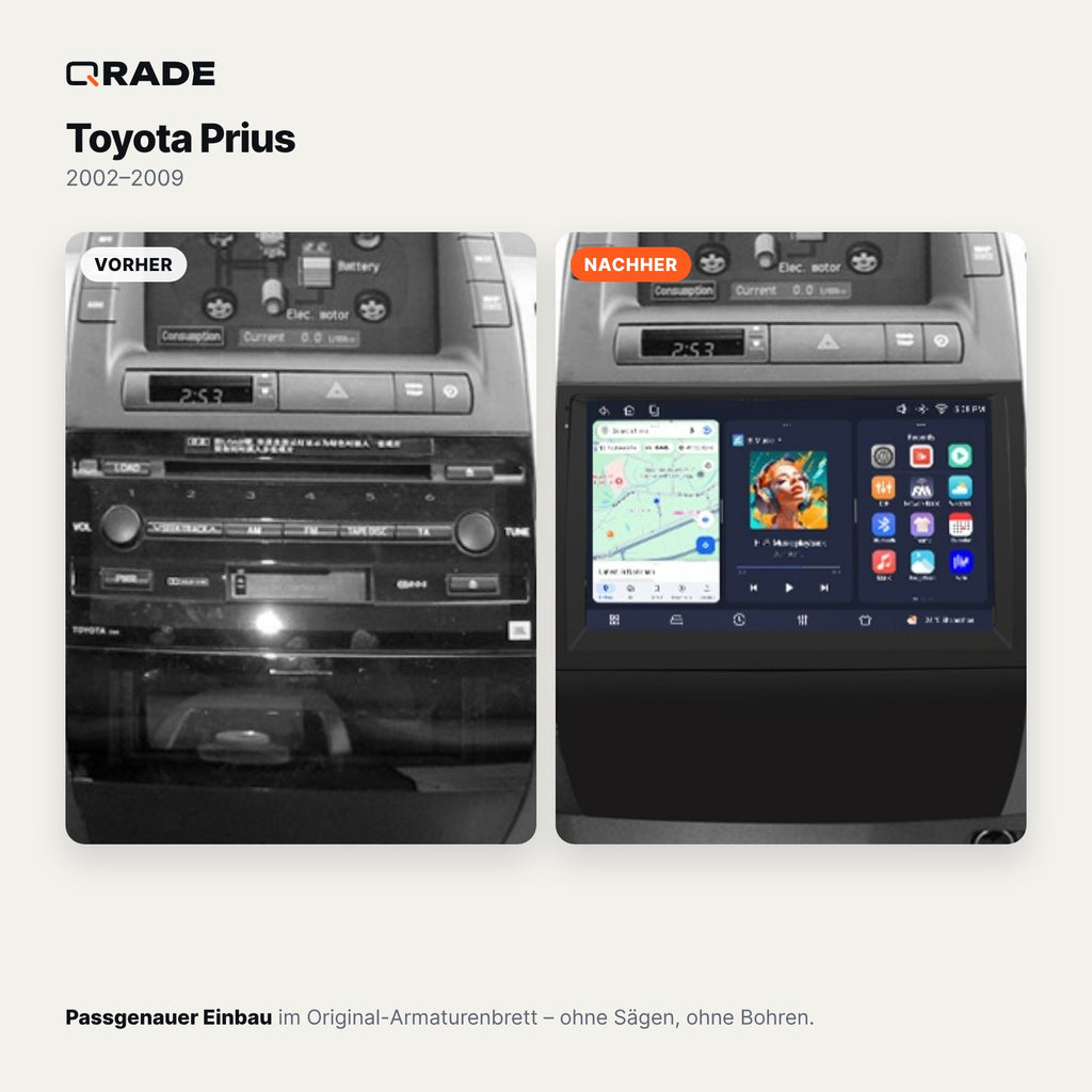 Toyota Prius (2002–2009) – Autoradio mit Wireless CarPlay & Android Auto