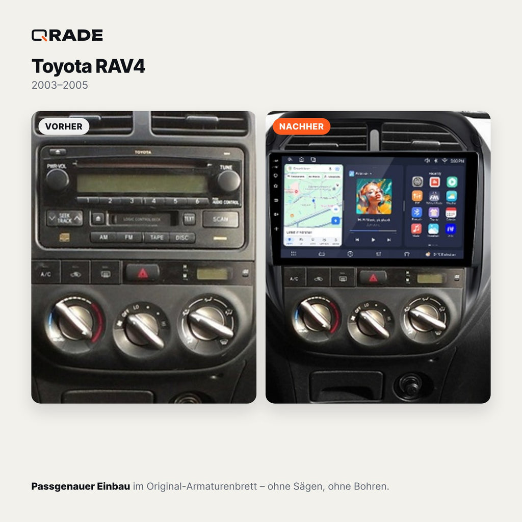 Toyota RAV4 (2003–2005) – Autoradio mit Wireless CarPlay & Android Auto