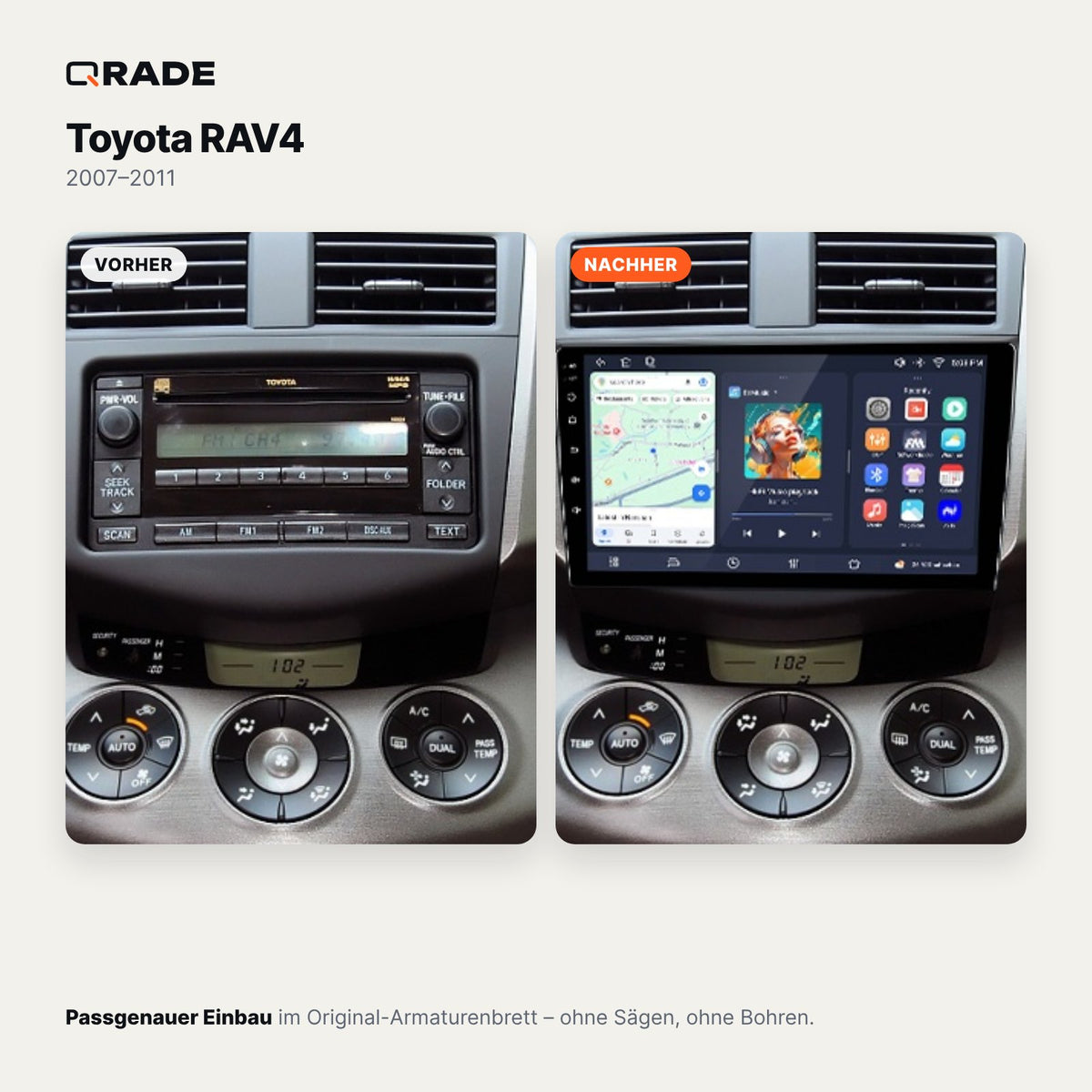 Toyota RAV4 (2007–2011) – Autoradio mit Wireless CarPlay & Android Auto