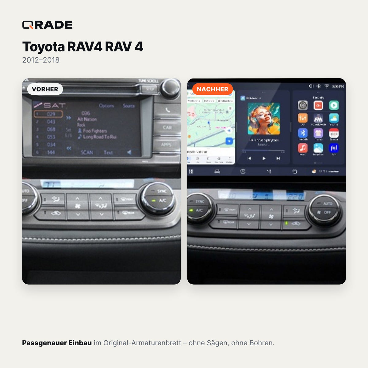 Toyota RAV4 (2012–2018) – Autoradio mit Wireless CarPlay & Android Auto (Rahmen RAV4-138 A)