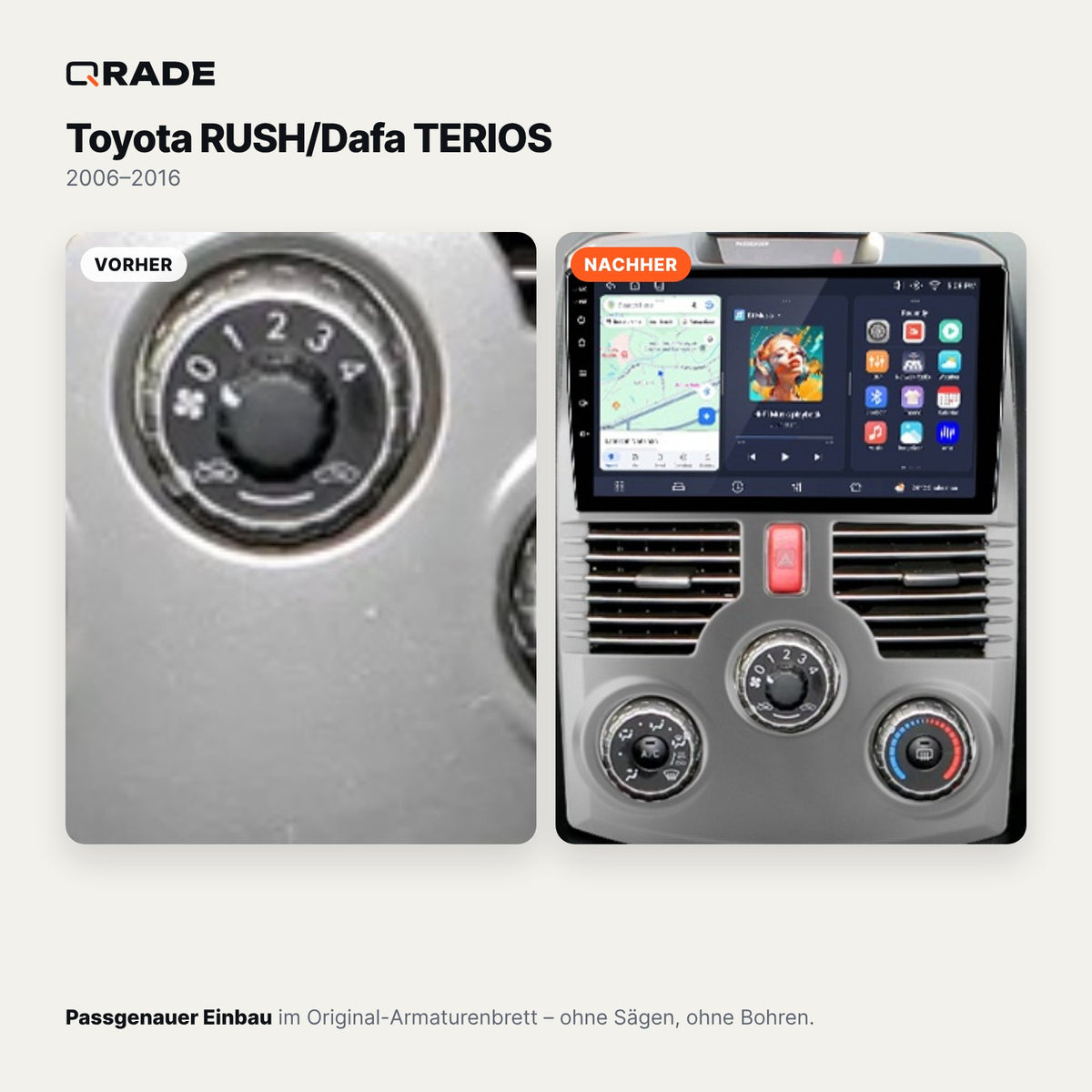 Toyota Rush / Daihatsu Terios (2006–2016) – Autoradio mit Wireless CarPlay & Android Auto