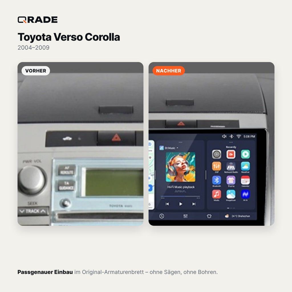 Toyota Corolla Verso (2004–2009) – Autoradio mit Wireless CarPlay & Android Auto