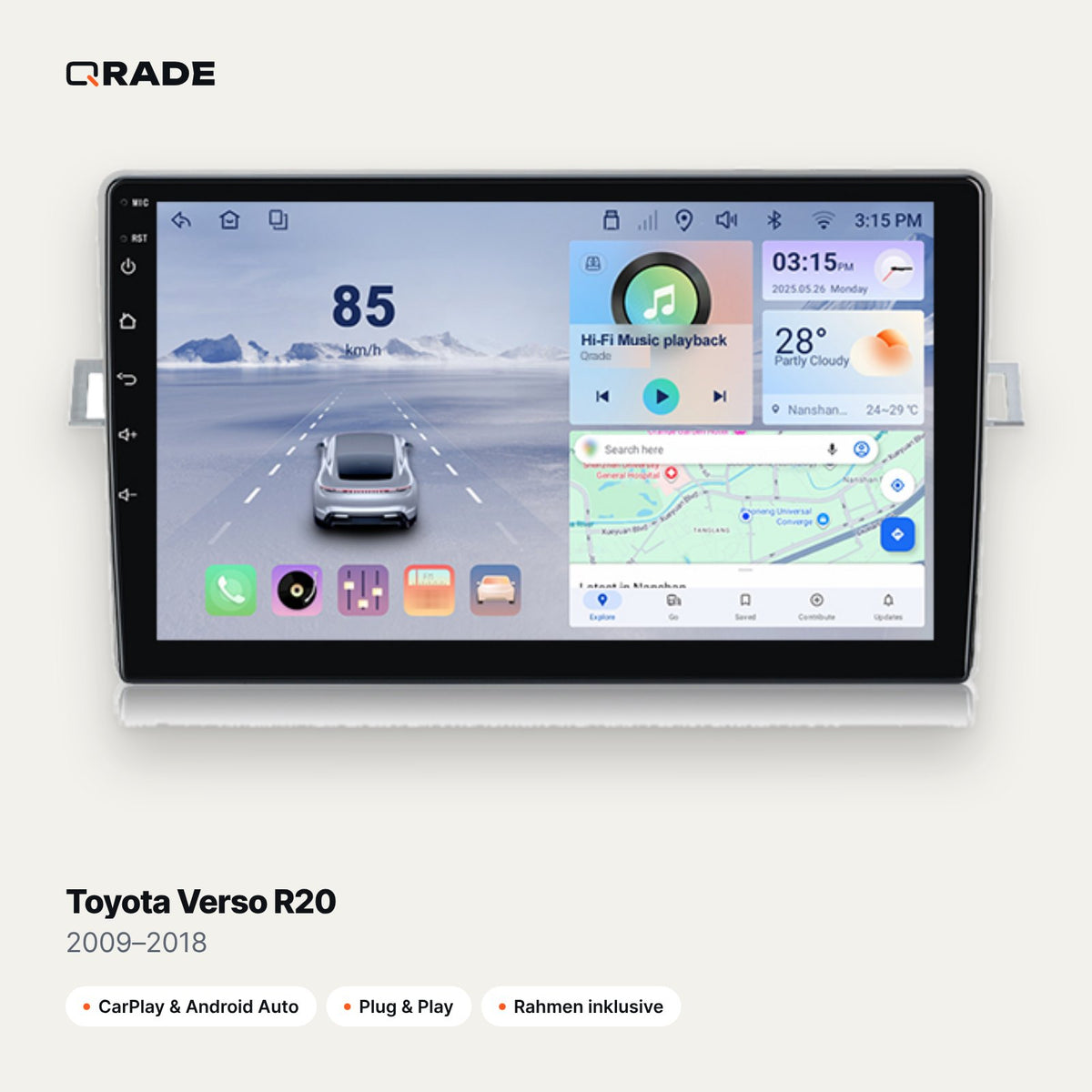 Toyota Verso R20 2009–2018 CarPlay Radio