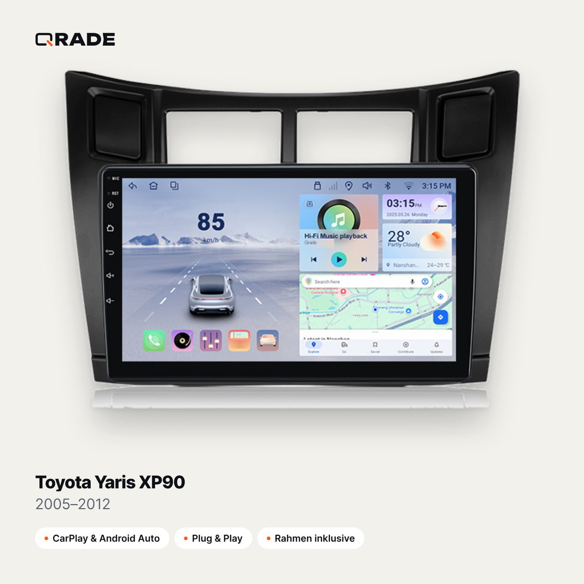 Toyota Yaris XP90 2005–2012 CarPlay Radio