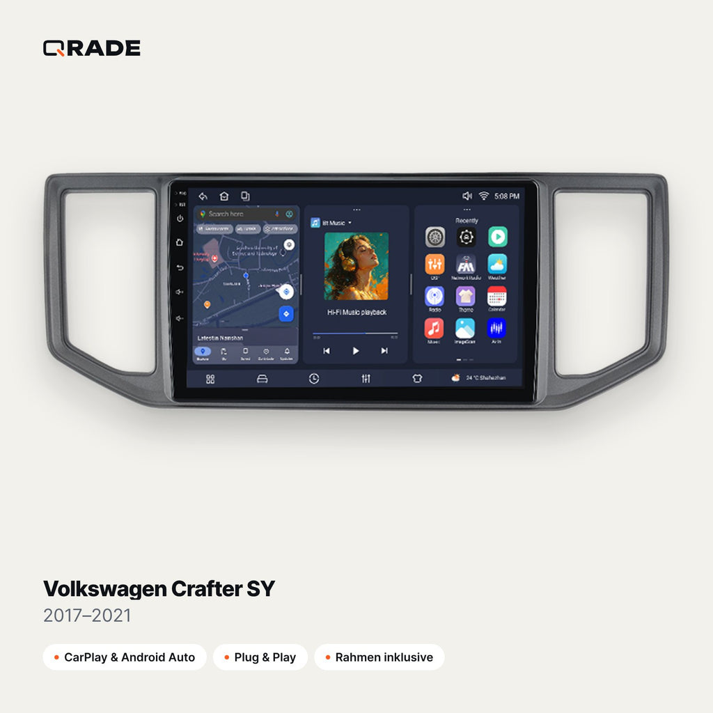 Qrade Autoradio für Volkswagen Crafter SY (2017–2021) mit Wireless CarPlay & Android Auto