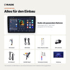 Lieferumfang: Volkswagen Golf 4 (2002–2007) – Qrade Autoradio mit Rahmen und Kabelsatz