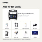 Lieferumfang: Volkswagen Polo 4 (2001–2009) – Qrade Autoradio mit Rahmen und Kabelsatz