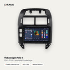 Qrade Autoradio für Volkswagen Polo 4 (2001–2009), manuelle Klimaanlage mit Wireless CarPlay & Android Auto
