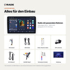 Lieferumfang: Volkswagen Polo 4 (2004–2010) – Qrade Autoradio mit Rahmen und Kabelsatz