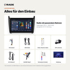 Lieferumfang: Volkswagen Polo 5 (2008–2020) – Qrade Autoradio mit Rahmen und Kabelsatz