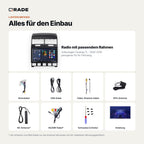 Lieferumfang: Volkswagen Touareg 7L (2002–2010) – Qrade Autoradio mit Rahmen und Kabelsatz